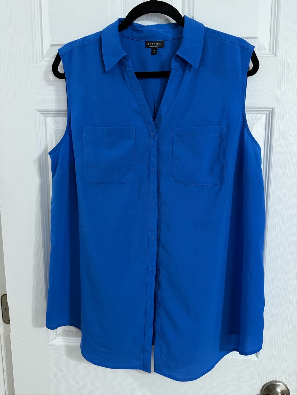 Talbots Sleeveless Button-Front Shell Top — Blue